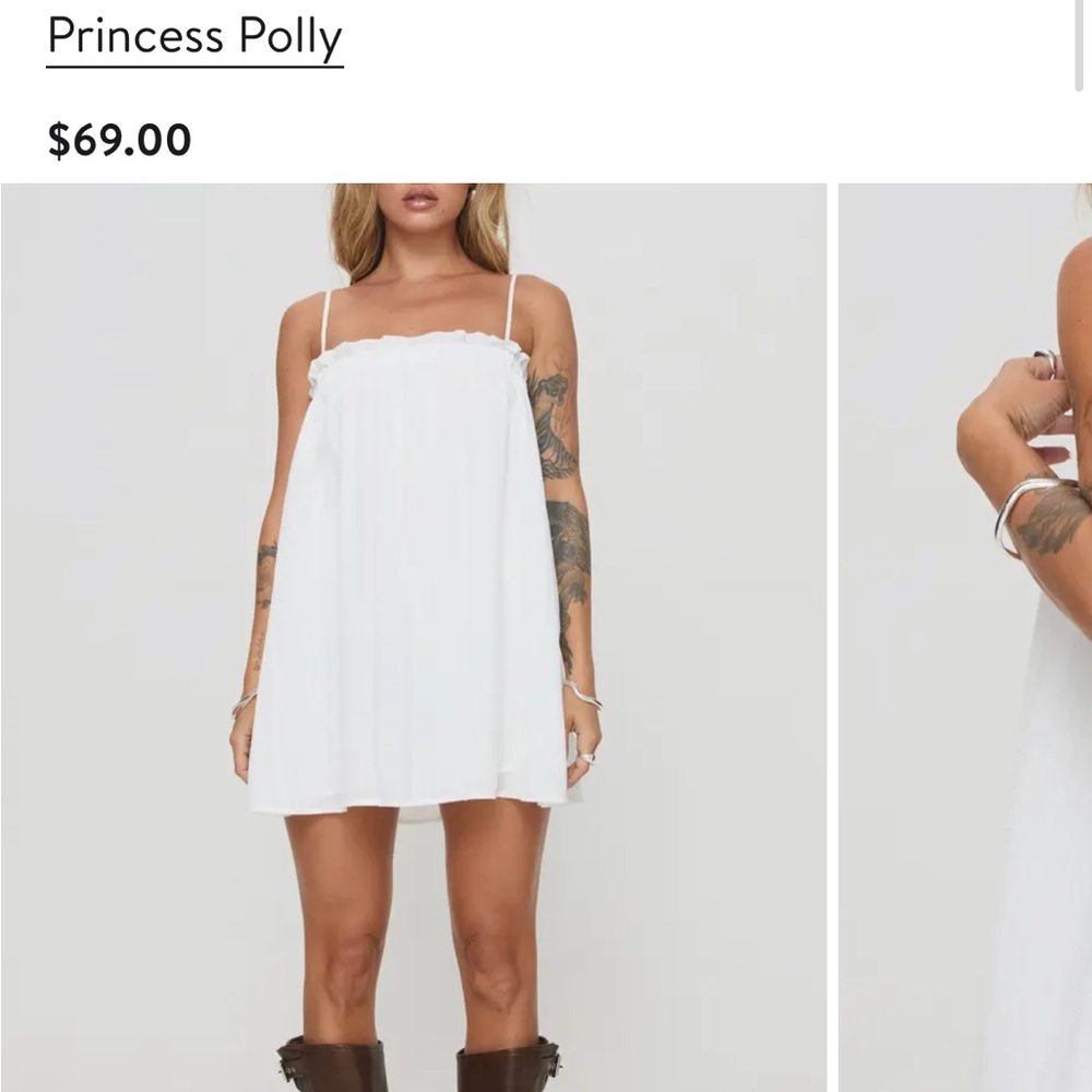 White Ruffle Trim Mini Sundress